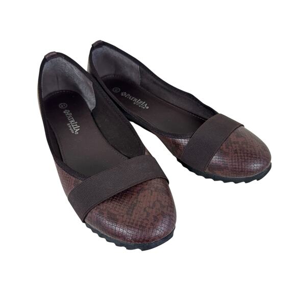 Patrizia By Spring Step Brown Snakeskin Print Lightweight Ballet Flats Size 9.5 - Picture 1 of 5